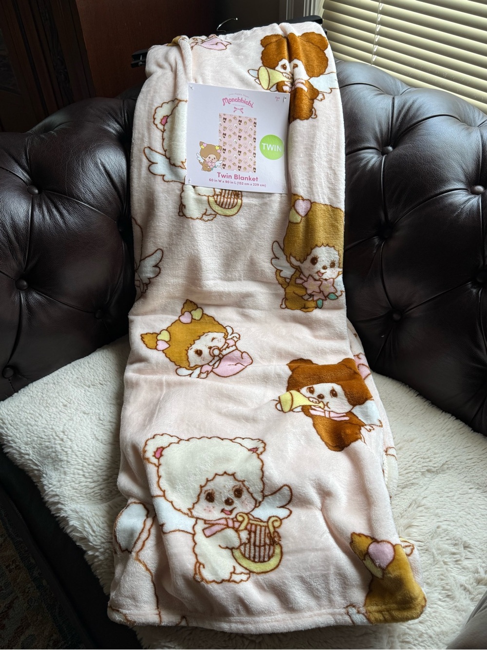 Monchichi NWT Angels Pink Kids Twin Blanket - Cute Character Print